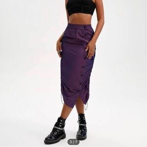 AURALITE Solid Button Front Drawstring Skirt